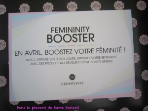 Glossy box d'avril: Femininity Booster