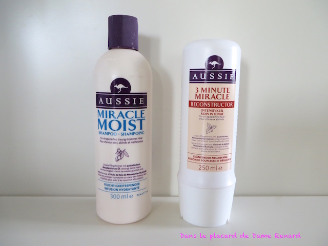 Les produits capillaires Aussie: Le shampoing Miracle Moist et le soin 3 Minute Miracle Recontructor